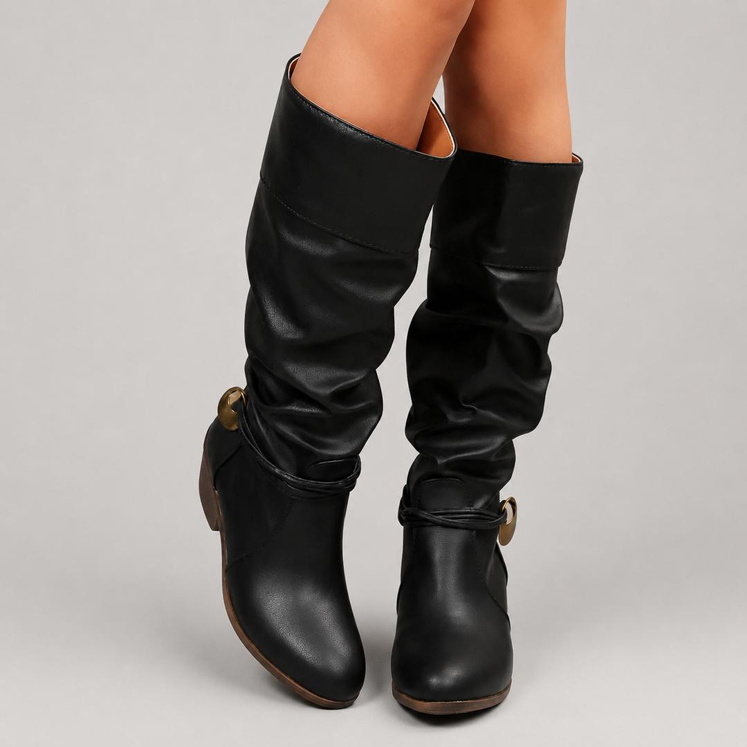 Brooklynne | Women's Black Slouch Knee High Boots