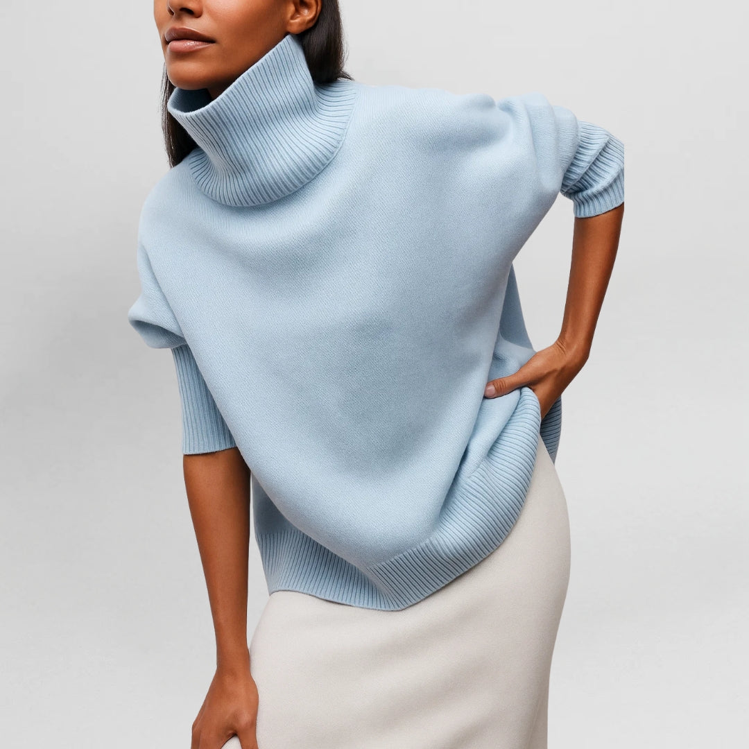Isadora | Women's Oversized Turtleneck Poncho Sweater