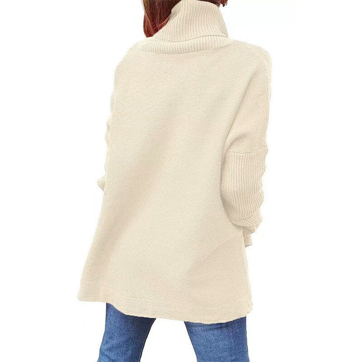 Jessica | Women's Oversized Chunky Turtleneck Sweater with Side Slits