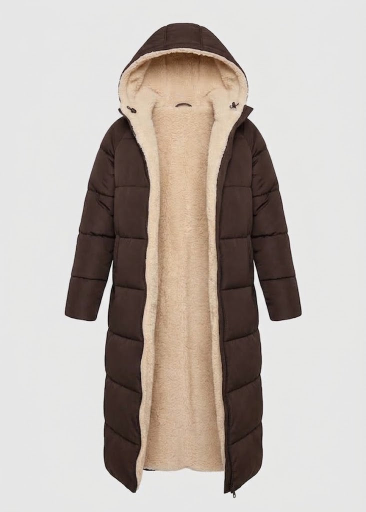 Anastasia | Women’s Hooded Sherpa Lined Long Puffer Coat