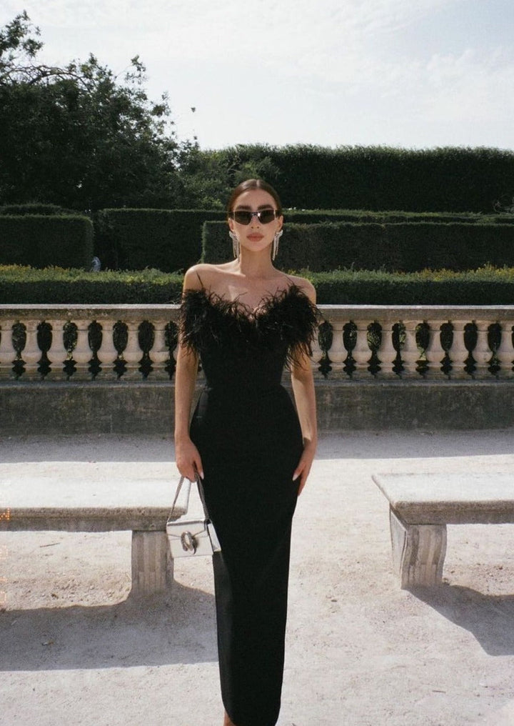 Zosia | Noir Feather Gown