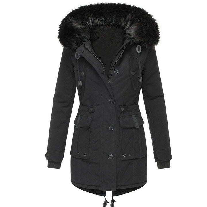 Genevieve | Women's Faux Fur Hooded Parka Jacket with Drawstring Waist