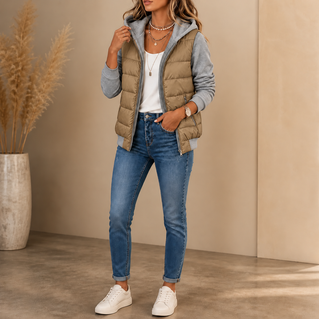Bethany | Women’s Quilted Puffer Jacket with Knit Sleeves