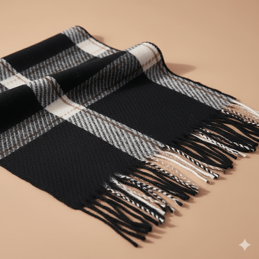 Mackenzie | Women’s Windowpane Check Fringe Scarf