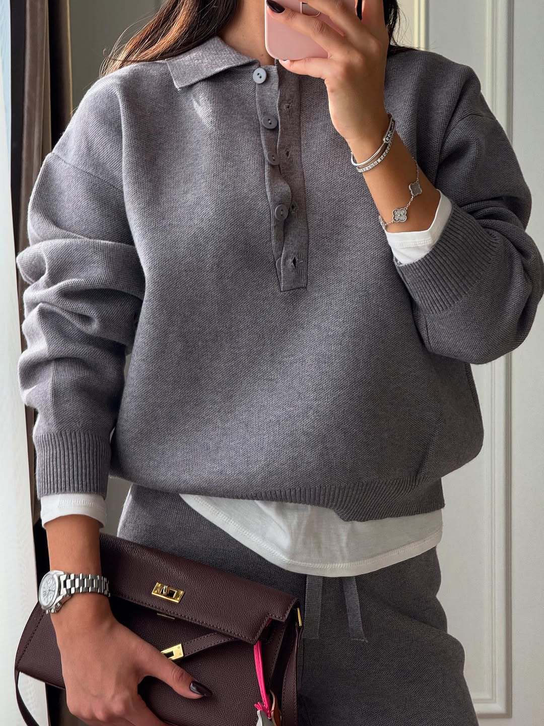Hadley | Women’s Polo Sweater Wide Leg Pants Set
