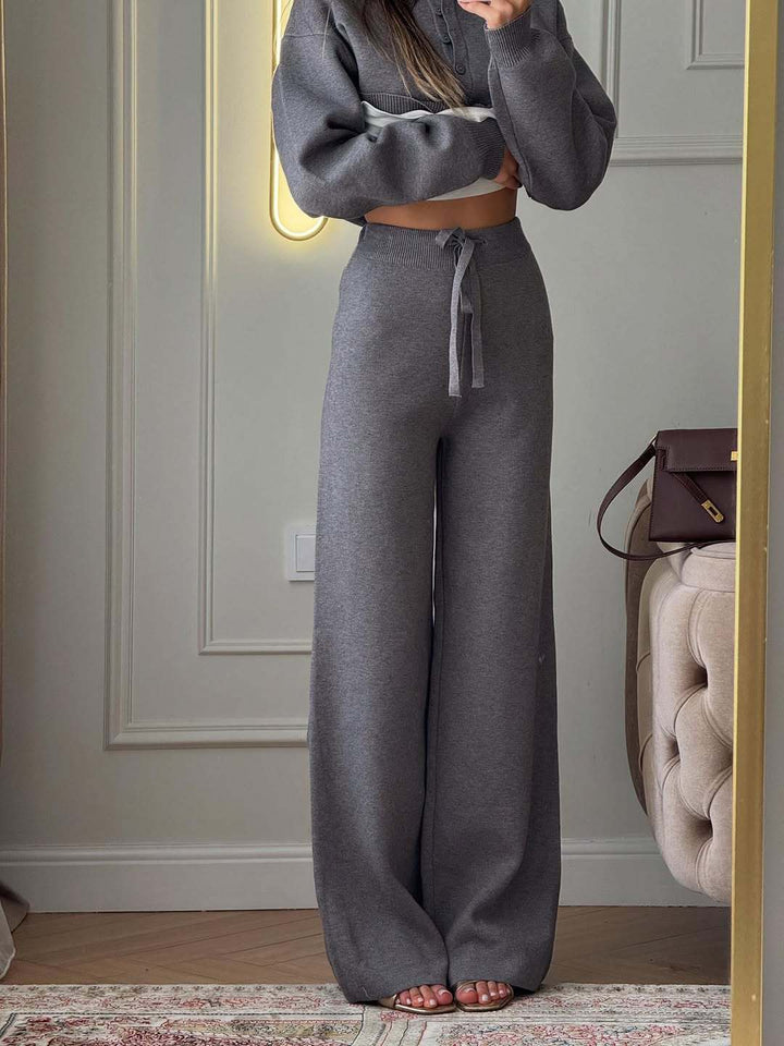 Hadley | Women’s Polo Sweater Wide Leg Pants Set