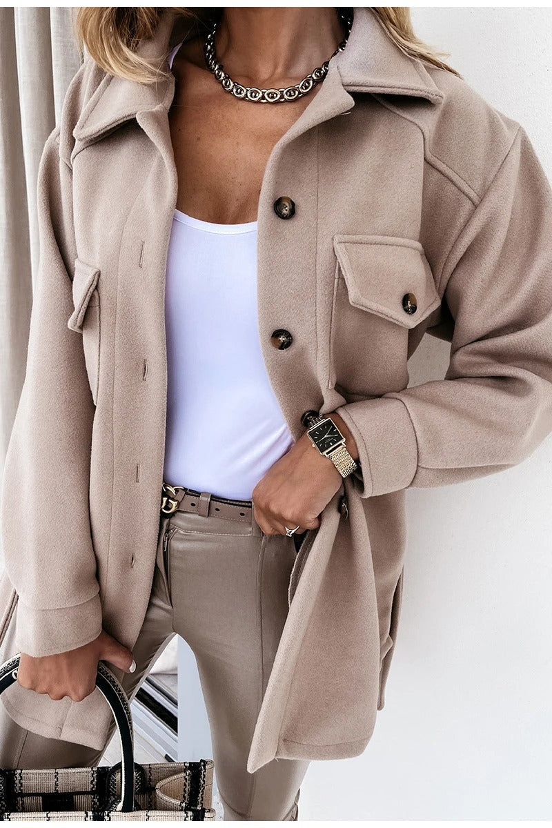Tahlia | Women's Oversized Button-Front Shacket Jacket