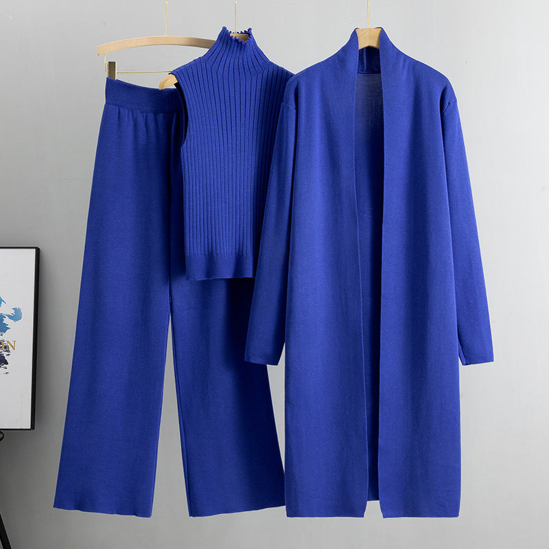Eloise | Women’s 3 Piece Sweater Set with Long Cardigan and Wide Leg Pants