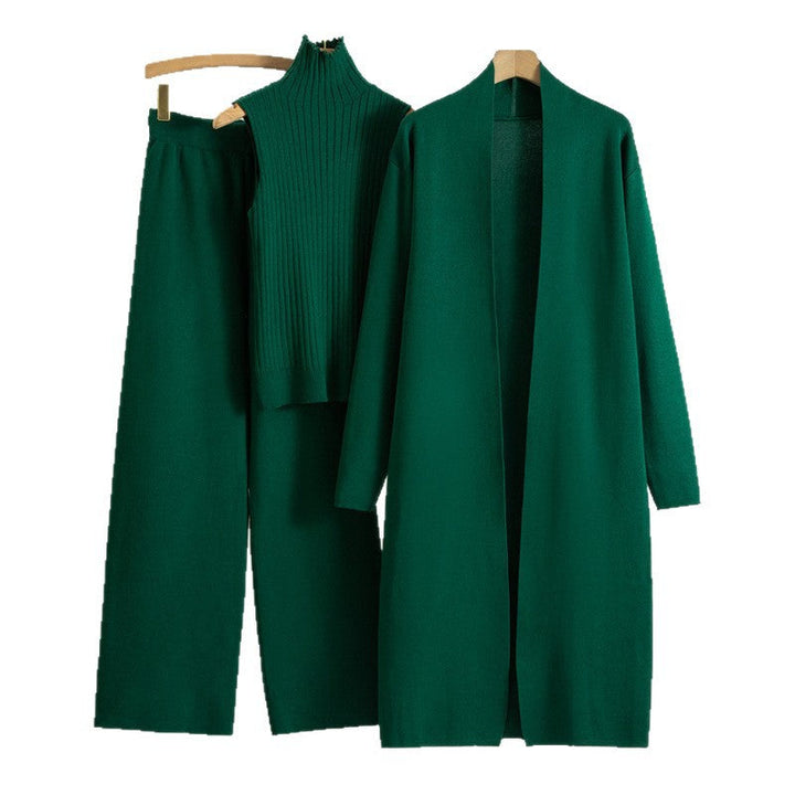 Eloise | Women’s 3 Piece Sweater Set with Long Cardigan and Wide Leg Pants