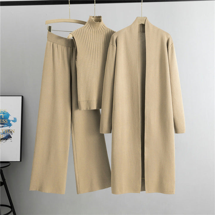 Eloise | Women’s 3 Piece Sweater Set with Long Cardigan and Wide Leg Pants
