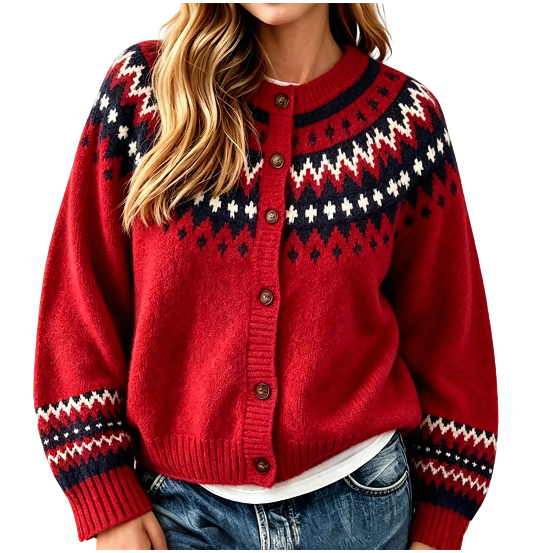 Liv | Women’s Fair Isle Crew Neck Knit Cardigan