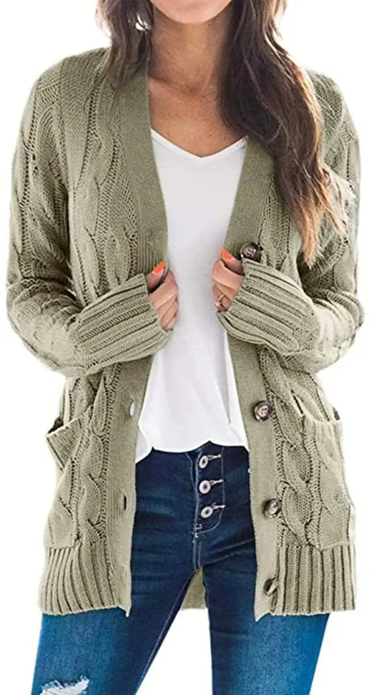 Mirabel | Women’s V Neck Cable Knit Cardigan