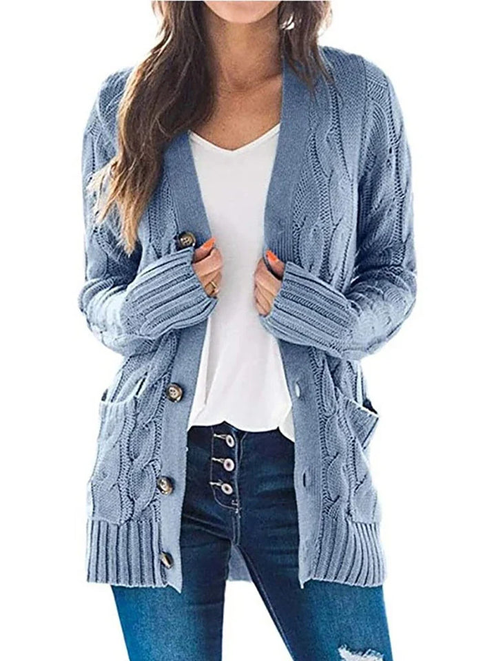 Mirabel | Women’s V Neck Cable Knit Cardigan