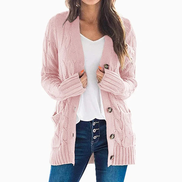 Mirabel | Women’s V Neck Cable Knit Cardigan