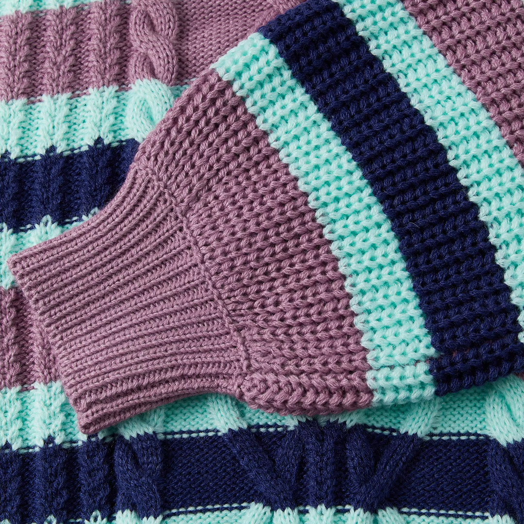 Wilhelmina | Women's Multicolor Striped Cable Knit Sweater