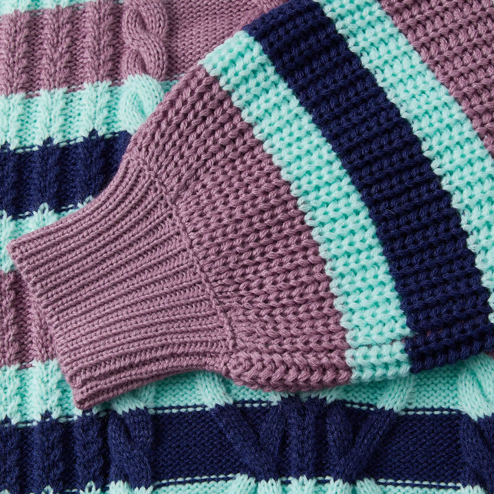 Wilhelmina | Women's Multicolor Striped Cable Knit Sweater
