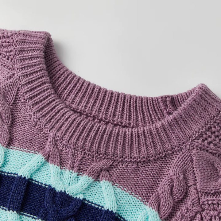Wilhelmina | Women's Multicolor Striped Cable Knit Sweater