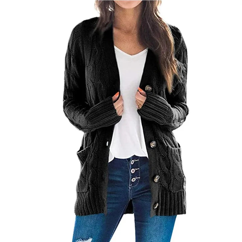 Mirabel | Women’s V Neck Cable Knit Cardigan