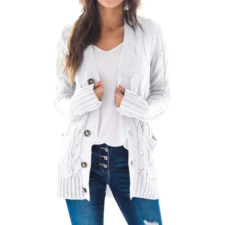 Mirabel | Women’s V Neck Cable Knit Cardigan