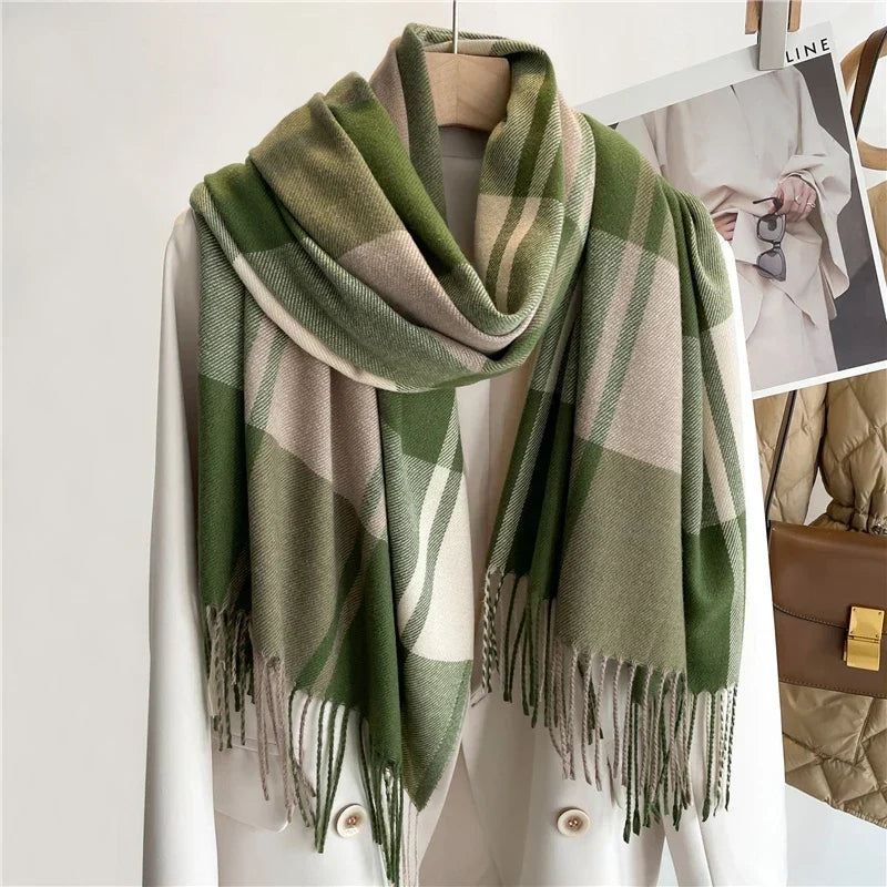 Delilah | Women’s Oversized Plaid Tassel Scarf