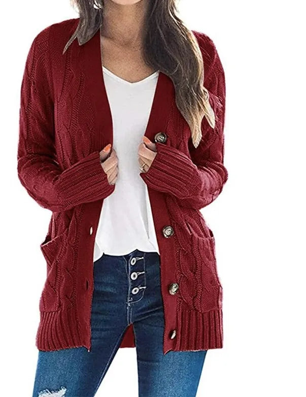 Mirabel | Women’s V Neck Cable Knit Cardigan