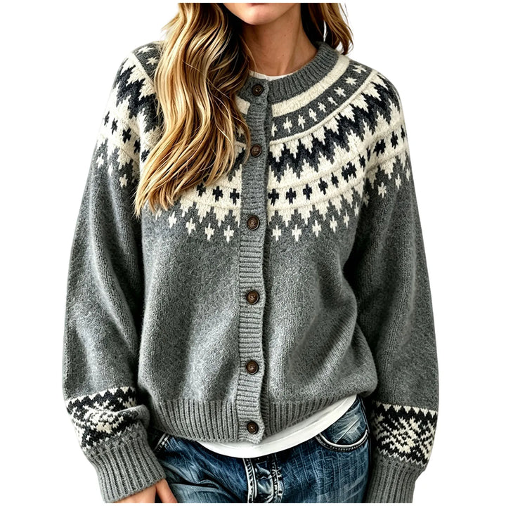 Liv | Women’s Fair Isle Crew Neck Knit Cardigan