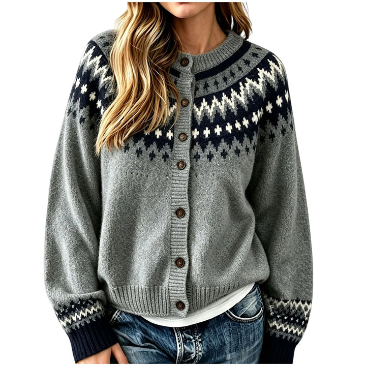 Liv | Women’s Fair Isle Crew Neck Knit Cardigan