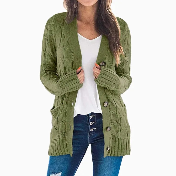 Mirabel | Women’s V Neck Cable Knit Cardigan
