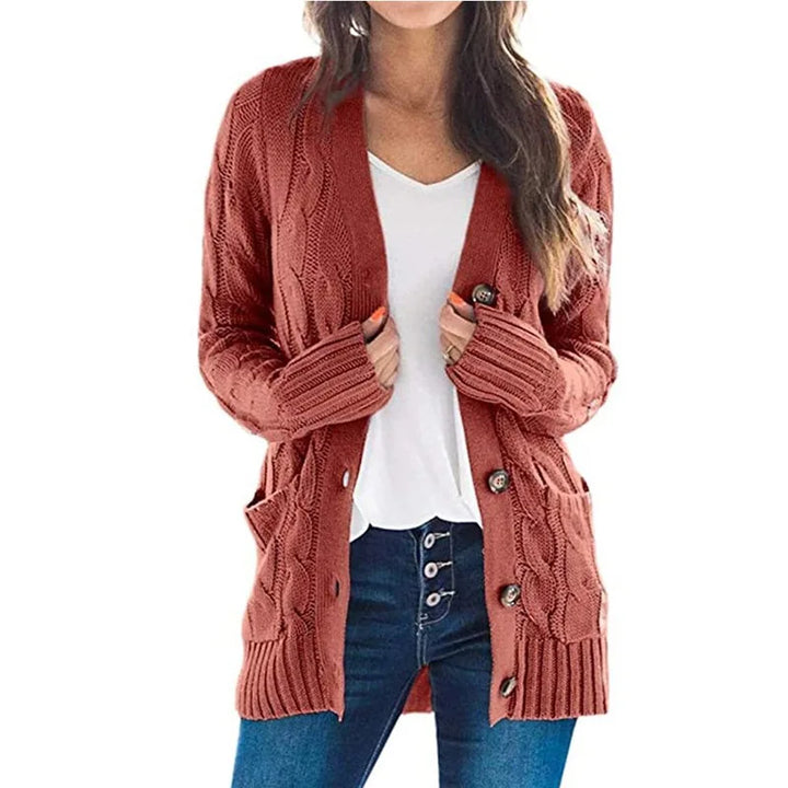 Mirabel | Women’s V Neck Cable Knit Cardigan