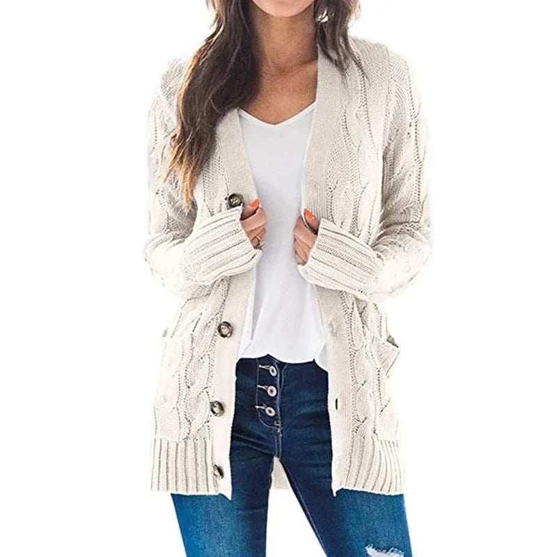Mirabel | Women’s V Neck Cable Knit Cardigan