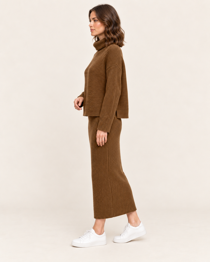 Emerson | Women’s Ribbed Turtleneck Sweater Skirt Set