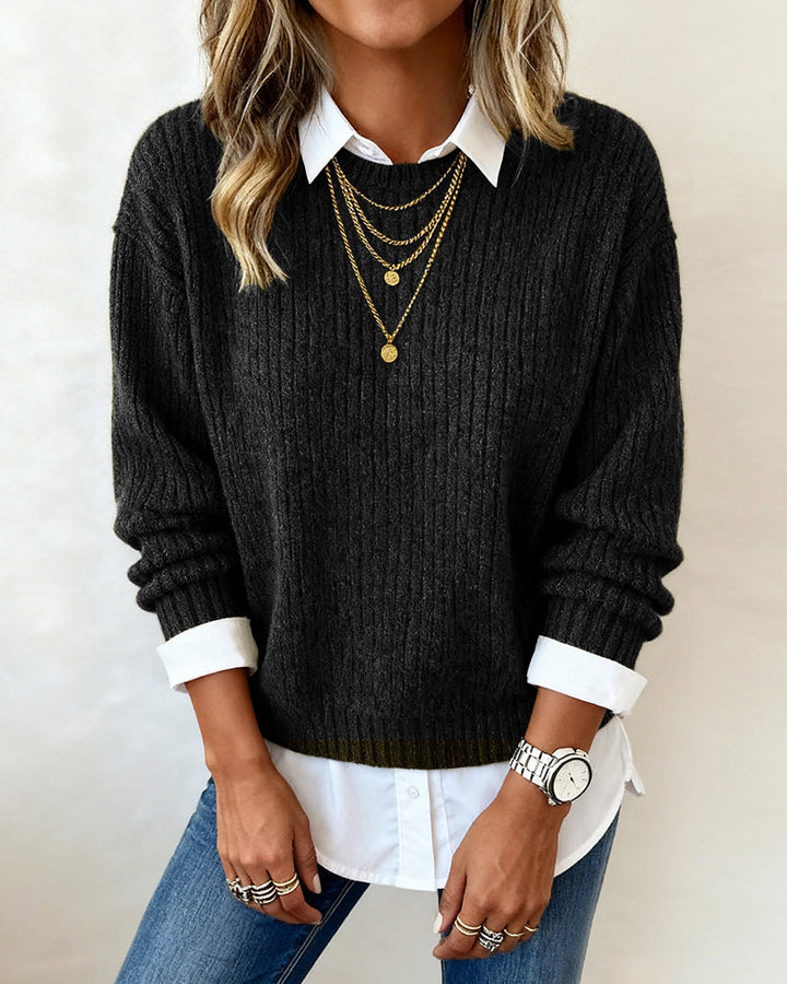 Ainsley | Women’s Layered Collared Crew Neck Sweater