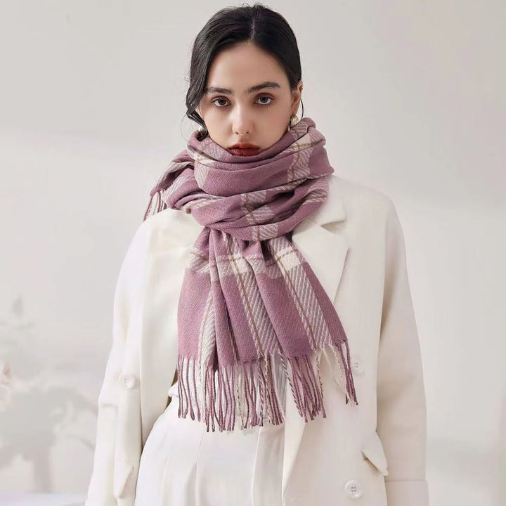 Mackenzie | Women’s Windowpane Check Fringe Scarf
