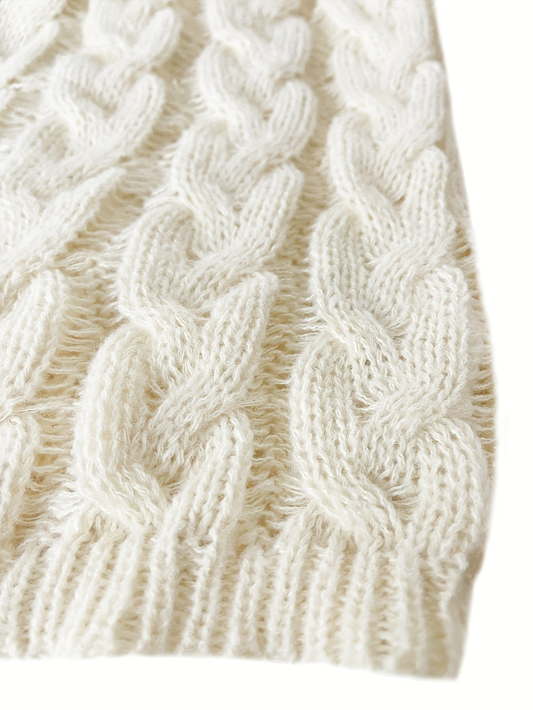 Adalyn | Women's Cable Knit V-Neck Sweater in Mountain Wool