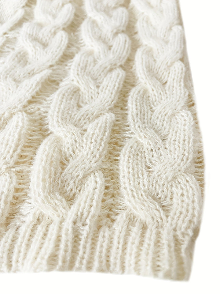 Adalyn | Women's Cable Knit V-Neck Sweater in Mountain Wool
