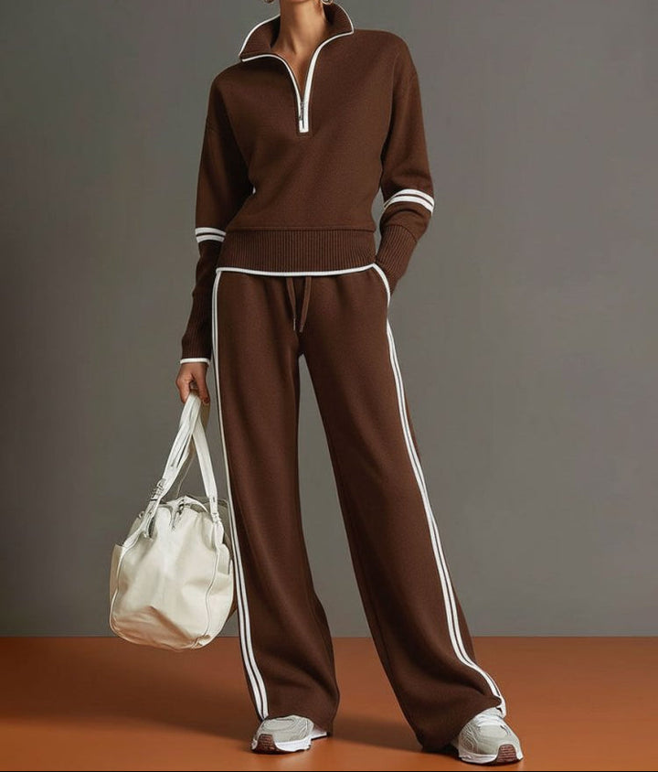 Jocelyn | Women’s Half Zip Pullover Wide Leg Loungewear Set