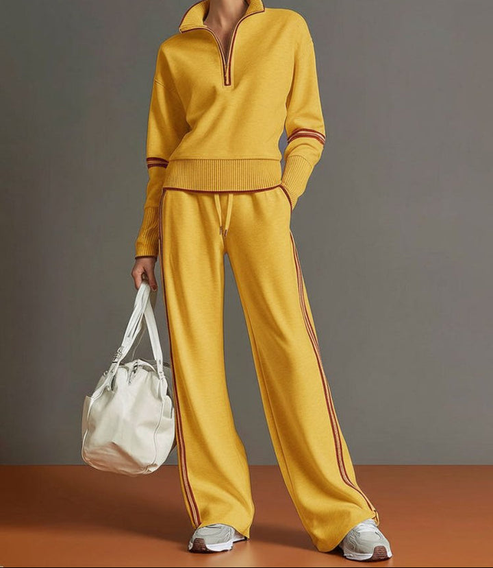 Jocelyn | Women’s Half Zip Pullover Wide Leg Loungewear Set
