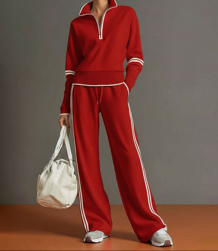 Jocelyn | Women’s Half Zip Pullover Wide Leg Loungewear Set