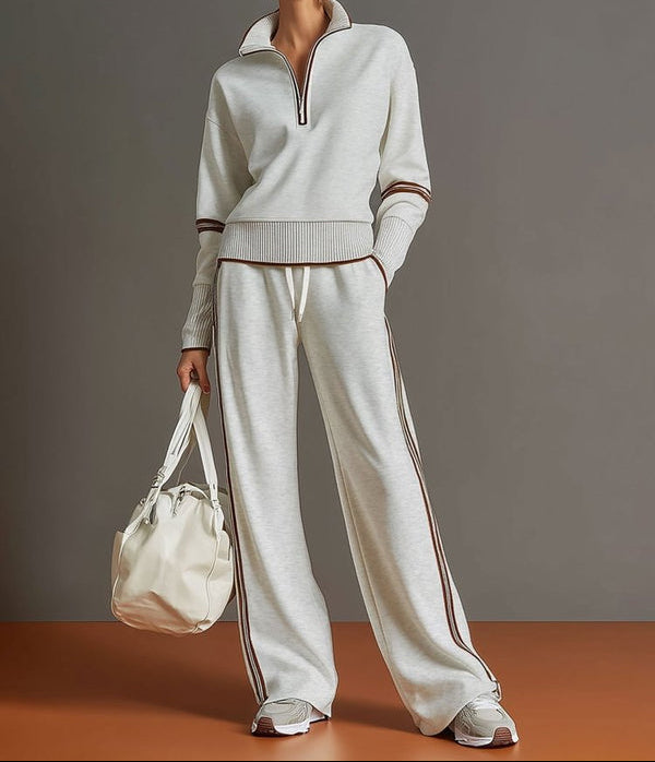 Jocelyn | Women’s Half Zip Pullover Wide Leg Loungewear Set