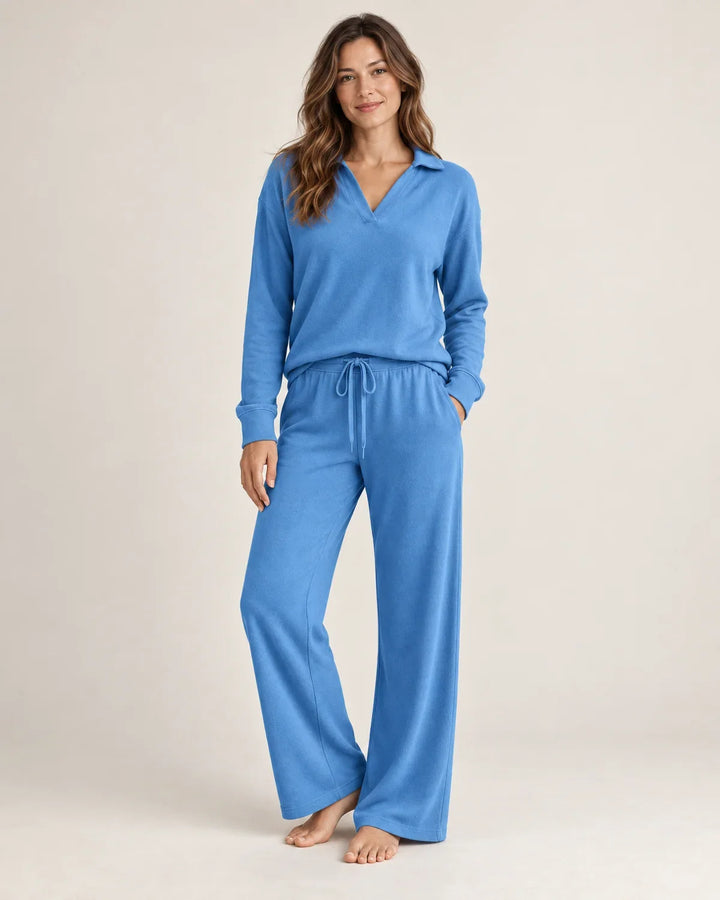Sadie | Women’s V Neck Wide Leg Loungewear Set