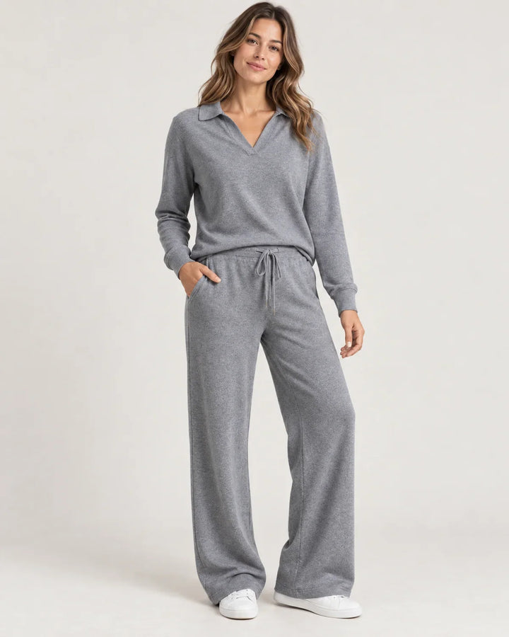 Sadie | Women’s V Neck Wide Leg Loungewear Set