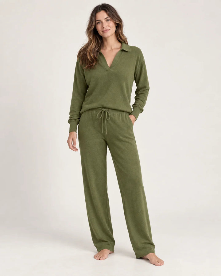 Sadie | Women’s V Neck Wide Leg Loungewear Set