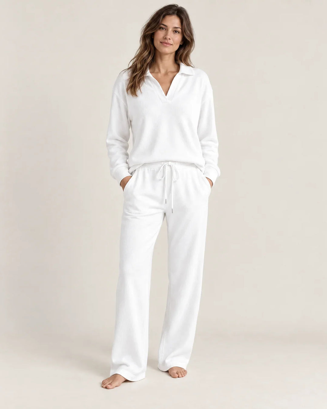 Sadie | Women’s V Neck Wide Leg Loungewear Set
