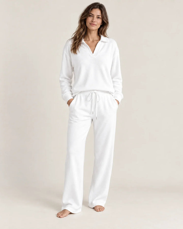 Sadie | Women’s V Neck Wide Leg Loungewear Set