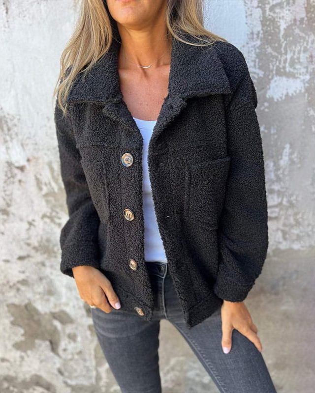 Brenna | Women's Sherpa Button-Front Jacket with Chest Pockets