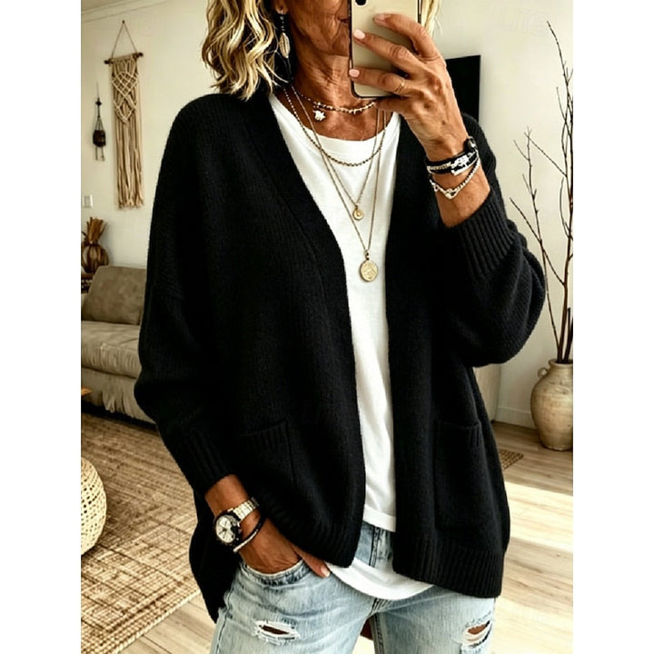Josie | Women's Oversized Open-Front Knit Cardigan with Ribbed Cuffs and Pockets