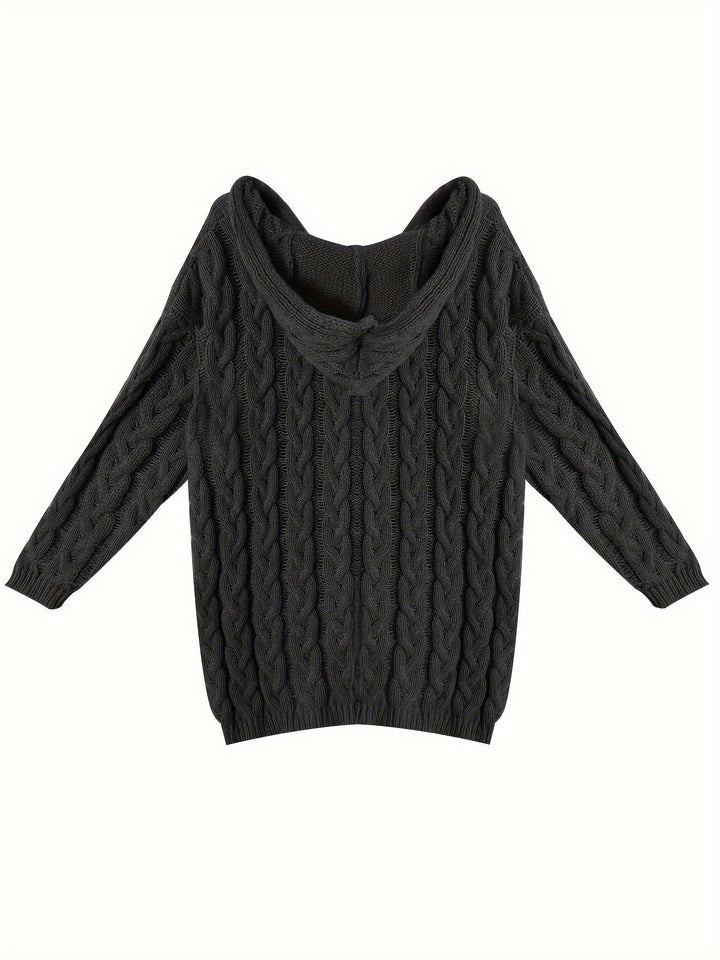 Adalyn | Women's Cable Knit V-Neck Sweater in Mountain Wool