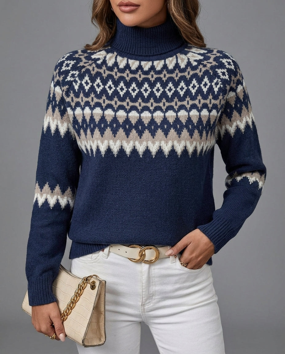 Noelle | Women’s Fair Isle Knit Turtleneck Sweater