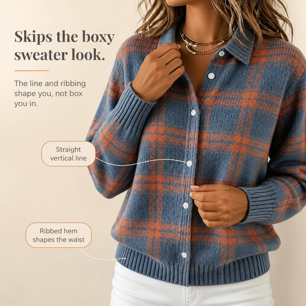 Fenella | Women’s Plaid Button Up Cardigan