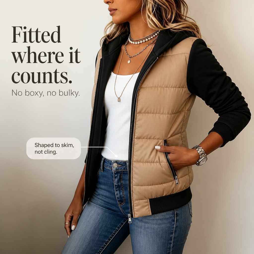 Bethany | Women’s Quilted Puffer Jacket with Knit Sleeves